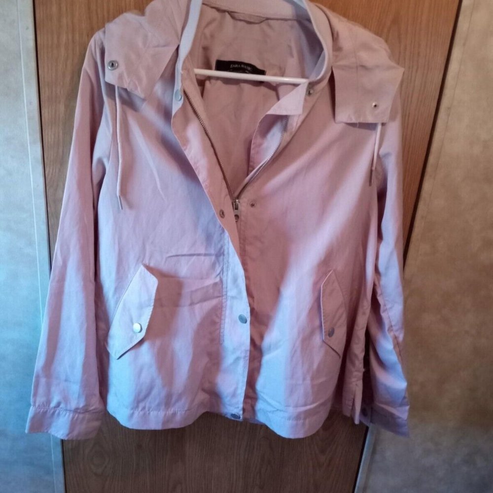 Zara Basic Blush Pink Full Zip Hooded Jacket With… - image 1